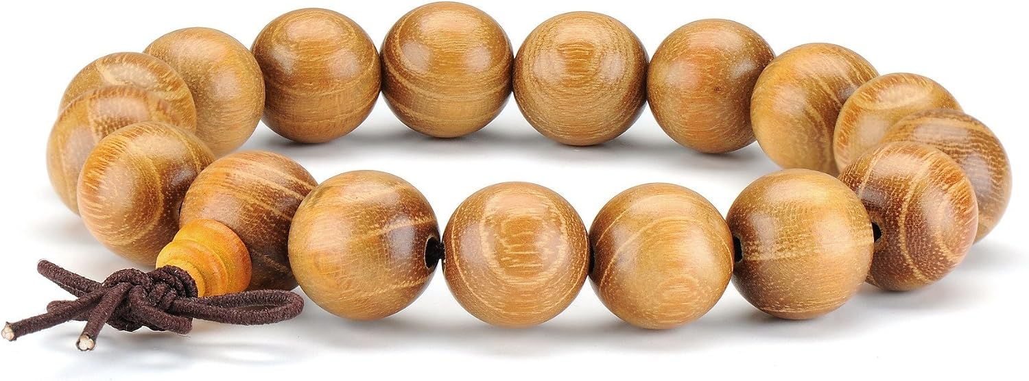 Thajaling Natural Wood Bead Bracelet Tibetan Buddhist Meditation Mala Prayer Beads Men Woman Elastic Bracelets