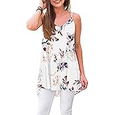 WNEEDU Women's Summer Sleeveless Spaghetti Strap Tunic Casual T-Shirt Tank Tops Blouse