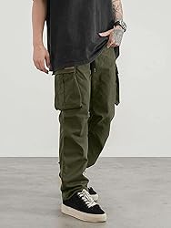 PLEPAN Men's Casual Cargo Pants Drawstring Hiking