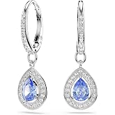 Swarovski Una Drop Earrings, Drop Cut, Blue, Rhodium Finished