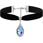 Sacina Blue Victorian Velvet Choker, Gothic Goth Choker Necklace, Vintage Costume Jewelry, Christmas Jewelry Gifts for Women