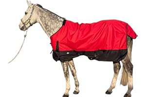 1200Denier Waterproof and Breathable Horse Sheet TGW RIDING Horse Blanket Standard Neck Turnout Sheet (82", Red)