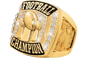 Crown Awards Gold Deluxe Fantasy Football Ring, Football Championship Rings, Choose Your Ring Size Prime
