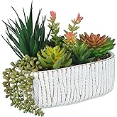 Hisow Fake House Plants Artificial - 8.7" Assorted Faux Succulents in Pots for Office Desk Decor and Bathroom Plants Decor - Small Shelf Decor and Cute Fake Plants for Room Kitchen