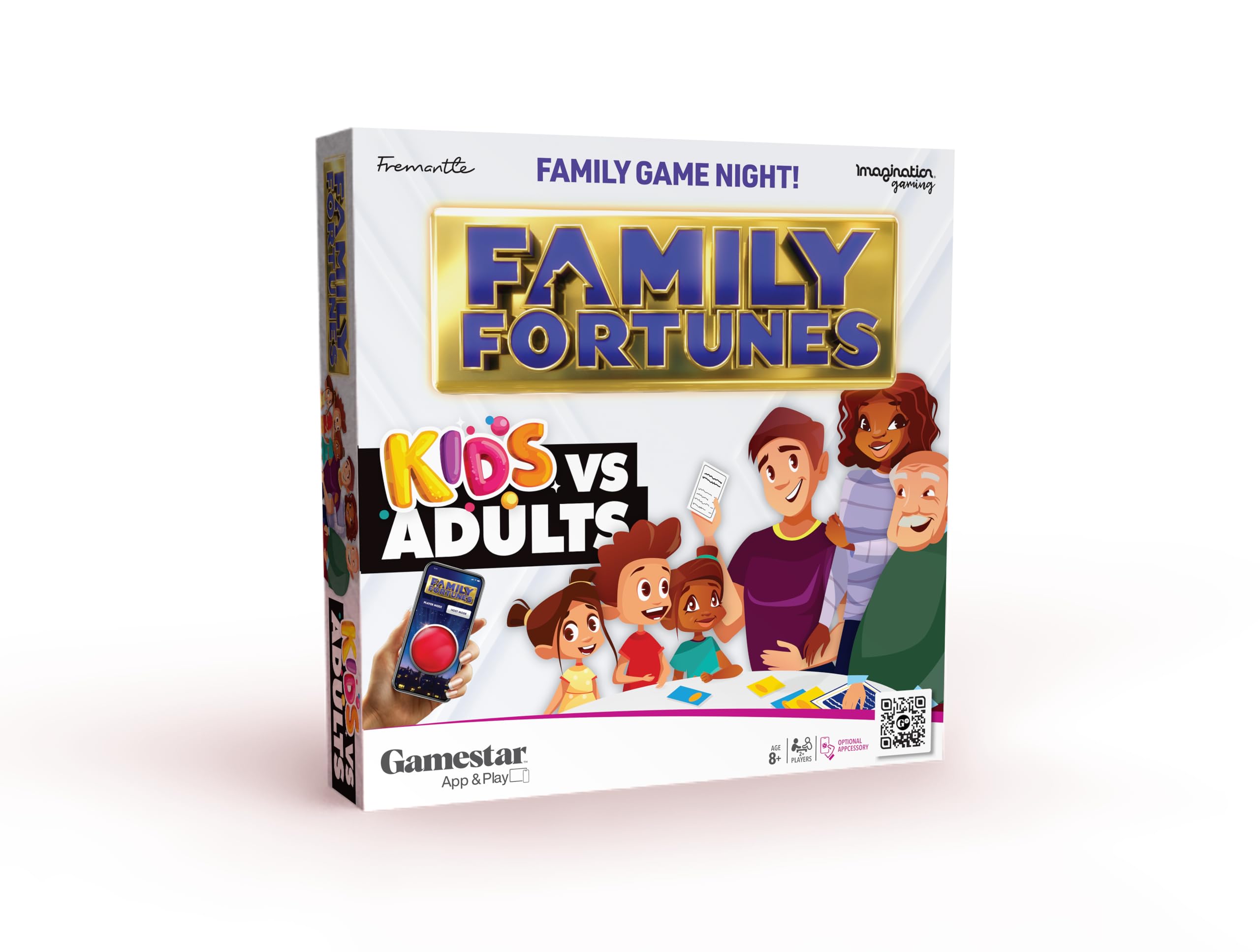 TIPSY LAND Family Fortunes Kids VS Adults Edition Card Game, Get Ready for a Family Showdown, 150 Question Cards, 50 Fast Money Cards, Interactive App with Sound Effects from the Show