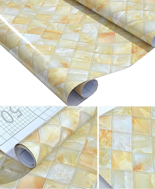 Amazon Com Faux Gloss Marble Tile Contact Paper Self Adhesive