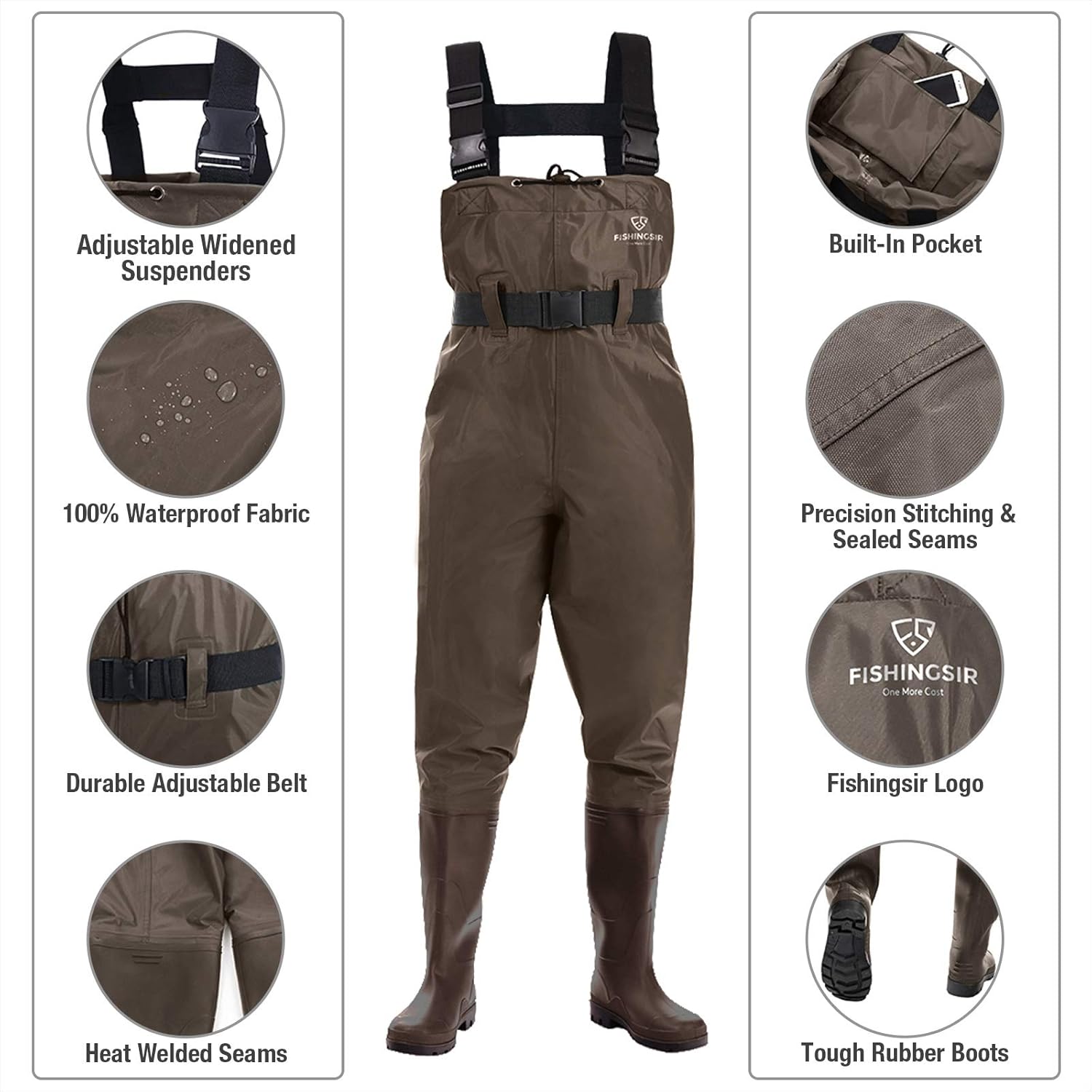 FISHINGSIR Fishing Chest Waders for Men with Boots Mens Womens Hunting Bootfoot Waterproof Nylon and PVC with Wading Belt : Clothing