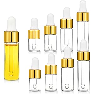 Zyghjort 8 Pack Glod Eye Dropper Bottle Rose for Essential Oils | Glass Vials Bottles Empty Travel Oil Droppings Bottles with