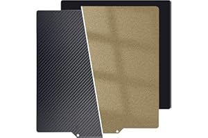 SHION.KWOO Upgraded Ender 5 Plus Build Plate PEI Sheet,377x370mm Double-Sides Carbon Fiber Smooth/Textured PET+PEI Powder-Coating Spring Steel Flexible Heated Bed with Magnetic Base for Ender 5 Plus 3D Printer.