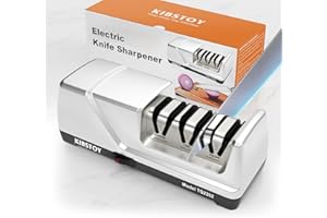 KIBSTOY Knife Sharpener Electric, 3-Stage Professional Kitchen Sharpener with 100% Diamond Abrasive, 15° Precision Angle, Mag