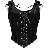 SCARLET DARKNESS Renaissance Corset Tops for Women Pirate Lace Up Overbust Velvet Bustier Bodice