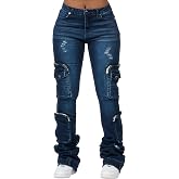 ROCKSTAR ORIGINAL Women's Alisson Cargo Super Stacked Jean
