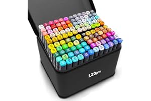 120 Colors Alcohol Markers with Base, Permanent Dual Tip Art Markers for Adults Anime Coloring Sketch Illustrations Pefect fo