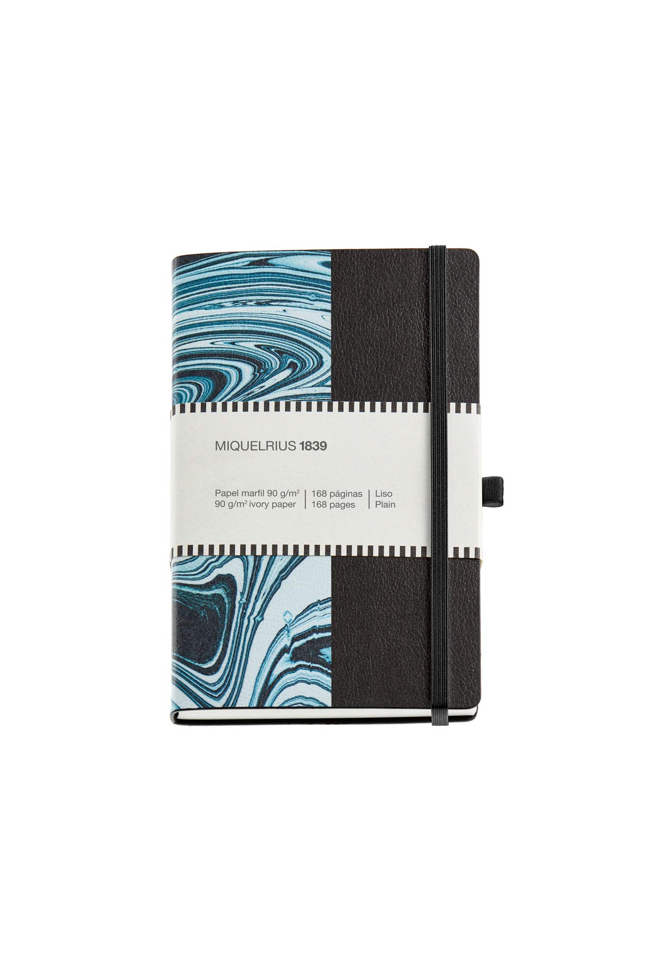 Miquel Rius - Beautiful Notebook Hardback Hard Cover Elastic Closure Size 174 x 112 mm 168 Pages 90 g/m² Horizontal Ruled 7 mm Marble Pattern