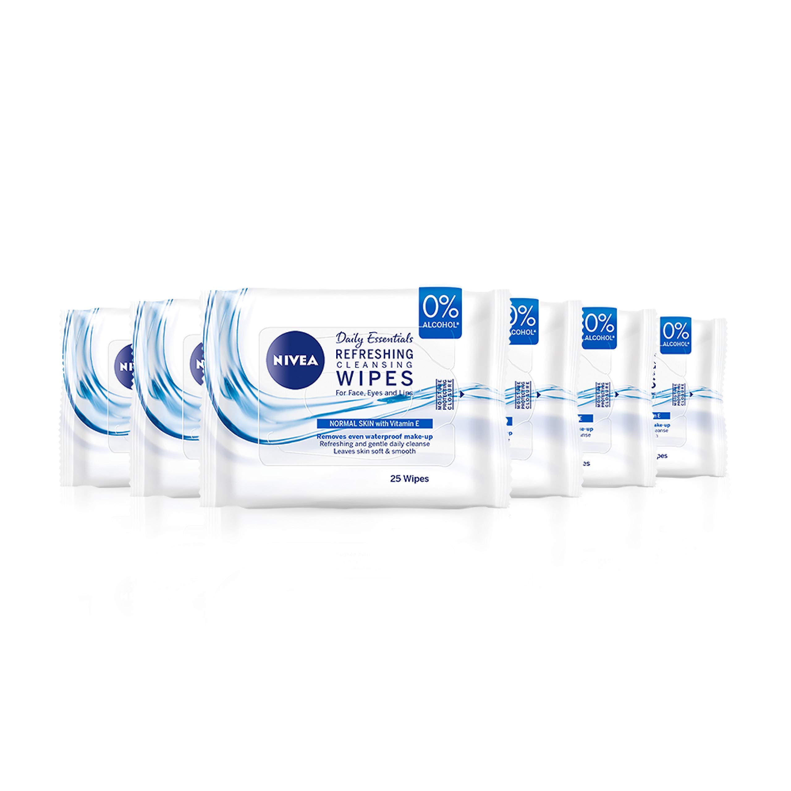 NIVEA Refreshing Make-Up Wipes with Vitamin E (Pack of 6, 150 Wipes)