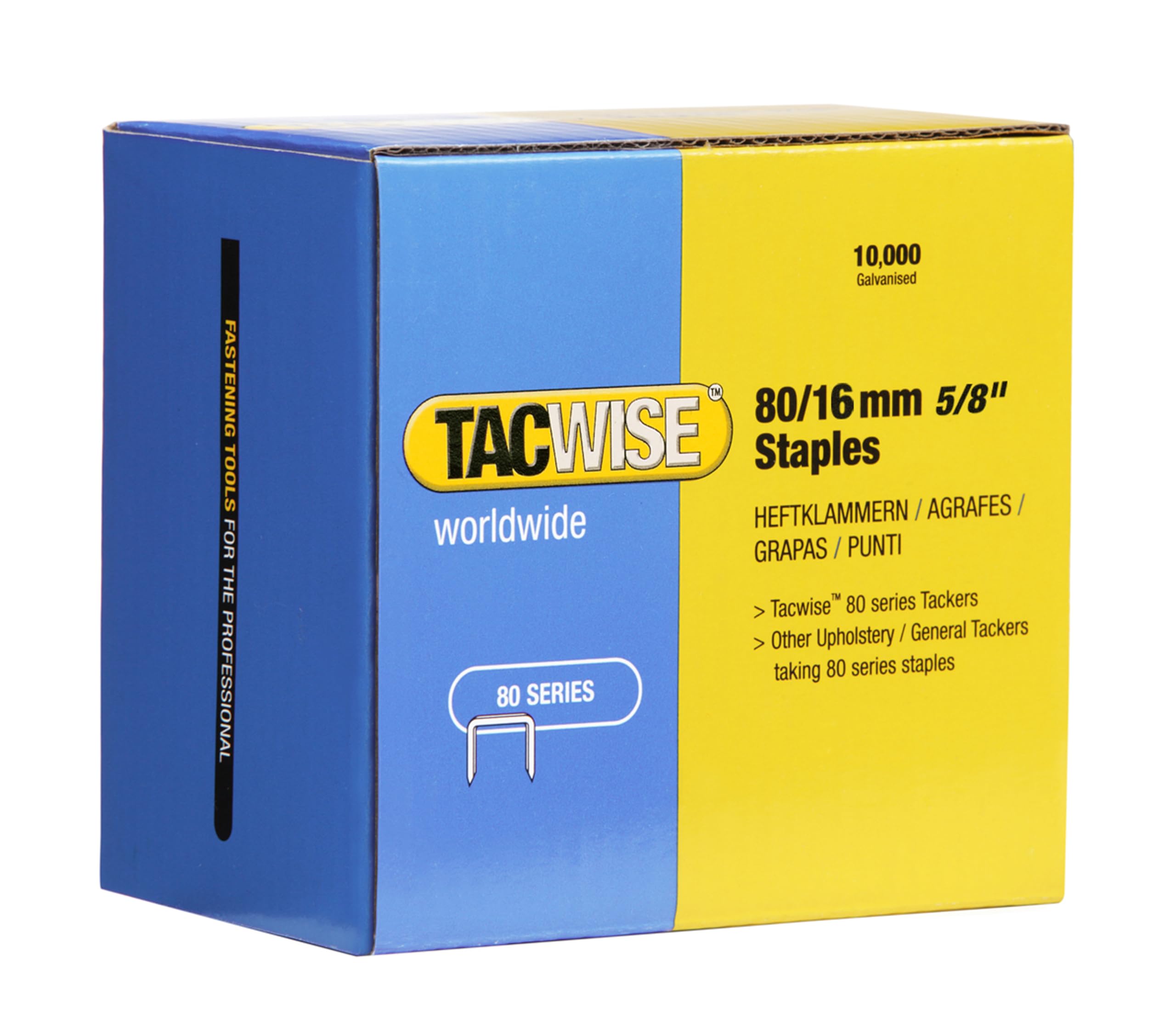Tacwise 1141 Type 80 / 16 mm Galvanised Upholstery Staples, Pack of 10,000