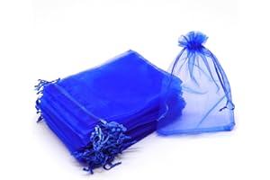 Bezall 100Pcs Royal Blue Organza Bags 3x4 Inch, Small Mesh Bags Drawstring Gift Bags Baby Shower Wedding Party Favor Bags Jew