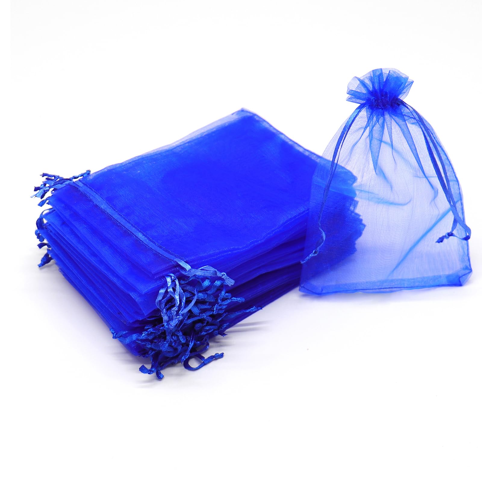 Dealglad 100Pcs Large Organza Bags, 8x12 inch Mesh Gift Drawstring Pouches Goodie Bags for Christmas Shower Party Favors Samples (Royal Blue)