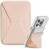 MOFT Magnetic Wallet Stand Compatible with iPhone 17/16/15/14/13/12 Series, Angle Adjustment & Magsafe Compatible MOVAS Phone Stand,Peach Pink