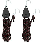 DIRBUY 2 pcs Kayak Rope Tie Downs, 3/8 inch Canoe Bow and Stern Tie Downs Straps, Heavy Duty Adjustable Rope Clip Tie Down