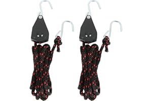 DIRBUY 2 pcs Kayak Rope Tie Downs, 3/8 inch Canoe Bow and Stern Tie Downs Straps, Heavy Duty Adjustable Rope Clip Tie Down