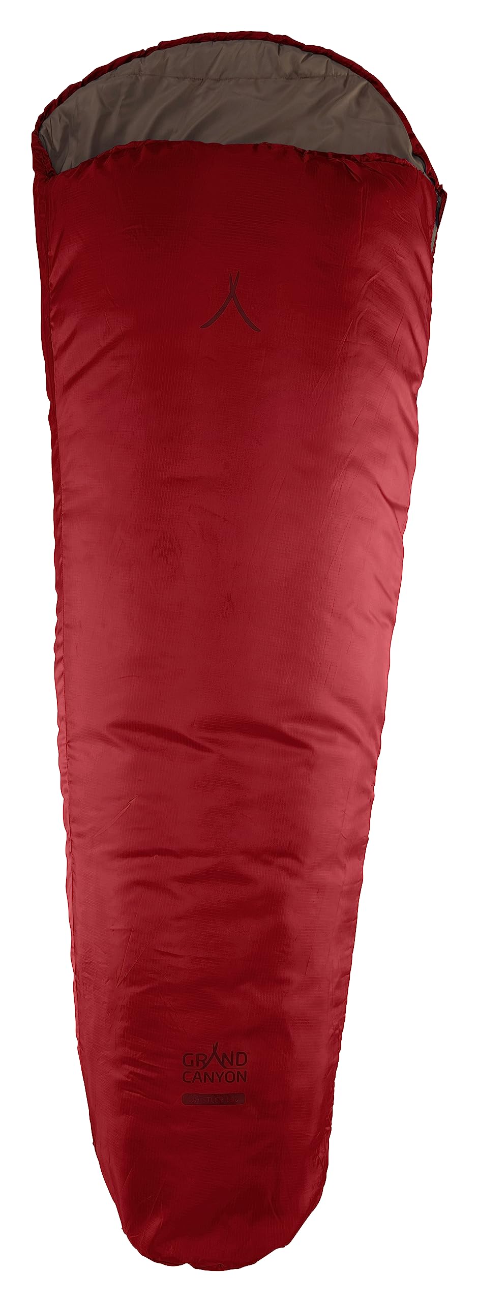 Grand Canyon WHISTLER 190 mummy sleeping bag with flat hood and all-round zip - Premium sleeping bag for outdoor camping - Limit 13° - Red Dahlia