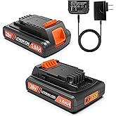 PEYESTEN 2 Packs 3000mAh 20v Batteries and Charger, Replacement for Black and Decker 20v Lithium Battery LB20, LBXR20, Compatible with Black and Decker Battery 20V Cordless Power Tools and Charger