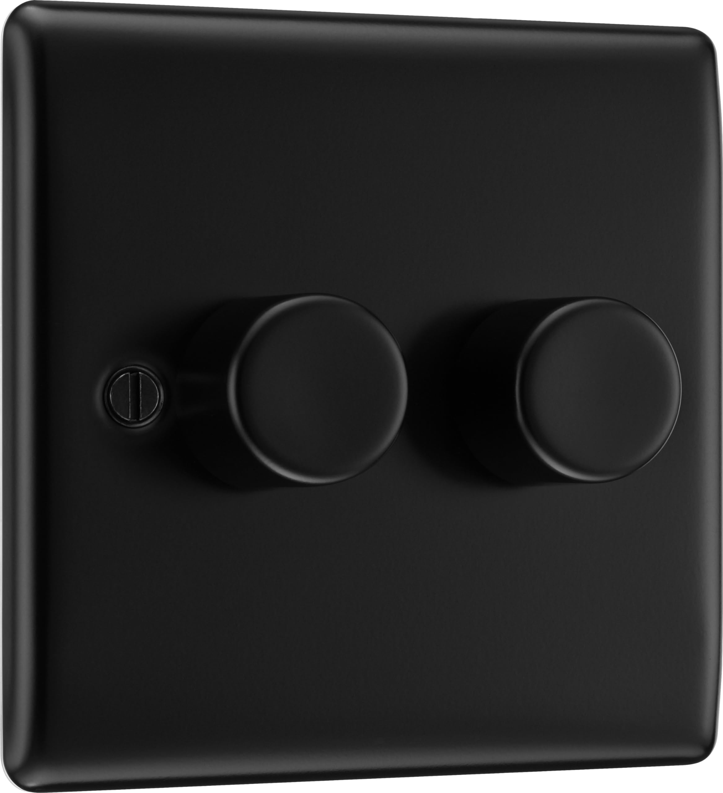 BG Electrical Intelligent Double Wall Dimmer Switch, 2 Way, Raised Profile, Round Edges, Nexus Metal, Matt Black, 200W, NFB82