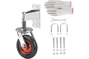 Nisorpa 8inch Fence Gate Wheel Spring Loaded Heavy Duty Gate Caster 360 Degree Rotation 600lbs Capacity with Screws & Spanner for Wooden Gate Metal Tube Gate