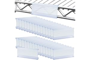 SBYURE 38 Pack Wire Shelf Label Holder, 3 inch Metro Shelving Clips Wire Rack Label Holder Shelf Labels for Wire Shelving (Paper Insert Not Included)