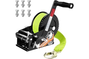 TRUQUAL 2500lbs Boat Winches for Trailers-Heavy Duty Trailer Hand Winch with 33 Ft Strap, 2-Way Ratchet&Ratio 4:1/8:1 Gear, Portable Boat Crank Winch for Trailer, Towing Truck, ATV, RV(Green)
