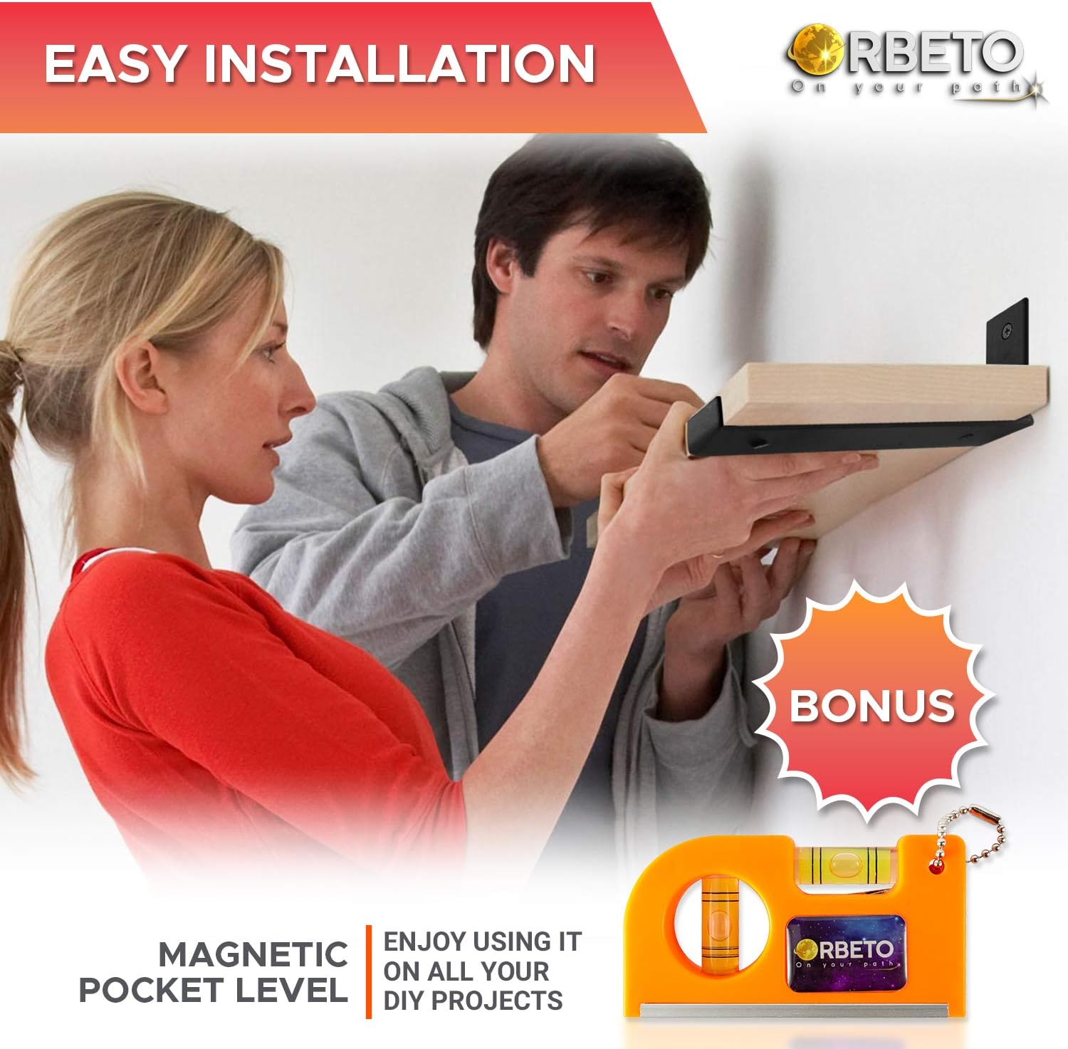 L Shape Shelf Brackets with Lip for 12 Inch Shelves Set of 4 Heavy Duty Iron for DIY Floating Shelves in Rustic Industrial Farmhouse Style - Hardware Included - Bonus Magnetic Pocket Level - Black: Home Improvement