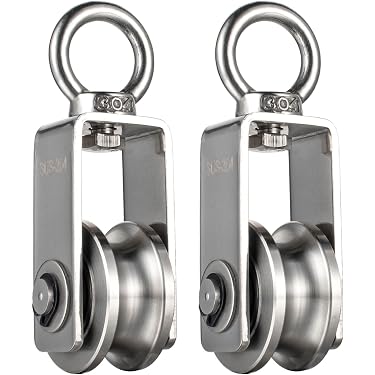 thumbnail interactive-video image 1 of WENNOW 3/8 Inch Heavy Duty Single Wheel Rigging Lifting Rope Pulley (Model 73051) 1 of 6