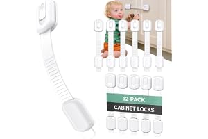 Infinno Cabinet Locks for Baby Proofing, Child Safety Latches, 12 Pack | No drill 3M adhesive, heavy duty hold, fits drawers, cupboards and fridge, installs in minutes, keeps toddlers and pets out