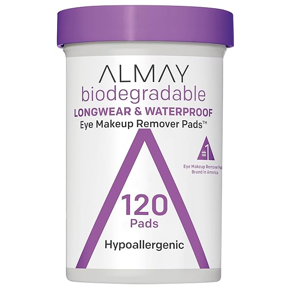 ALMAY BIODEGRADABLE MAKEUP REMOVER PADS, LONGWEAR & WATERPROOF, HYPOALLERGENIC, FRAGRANCE-FREE, DERMATOLOGIST & OPHTHALMOLOGIST TESTED, 120 COUNT