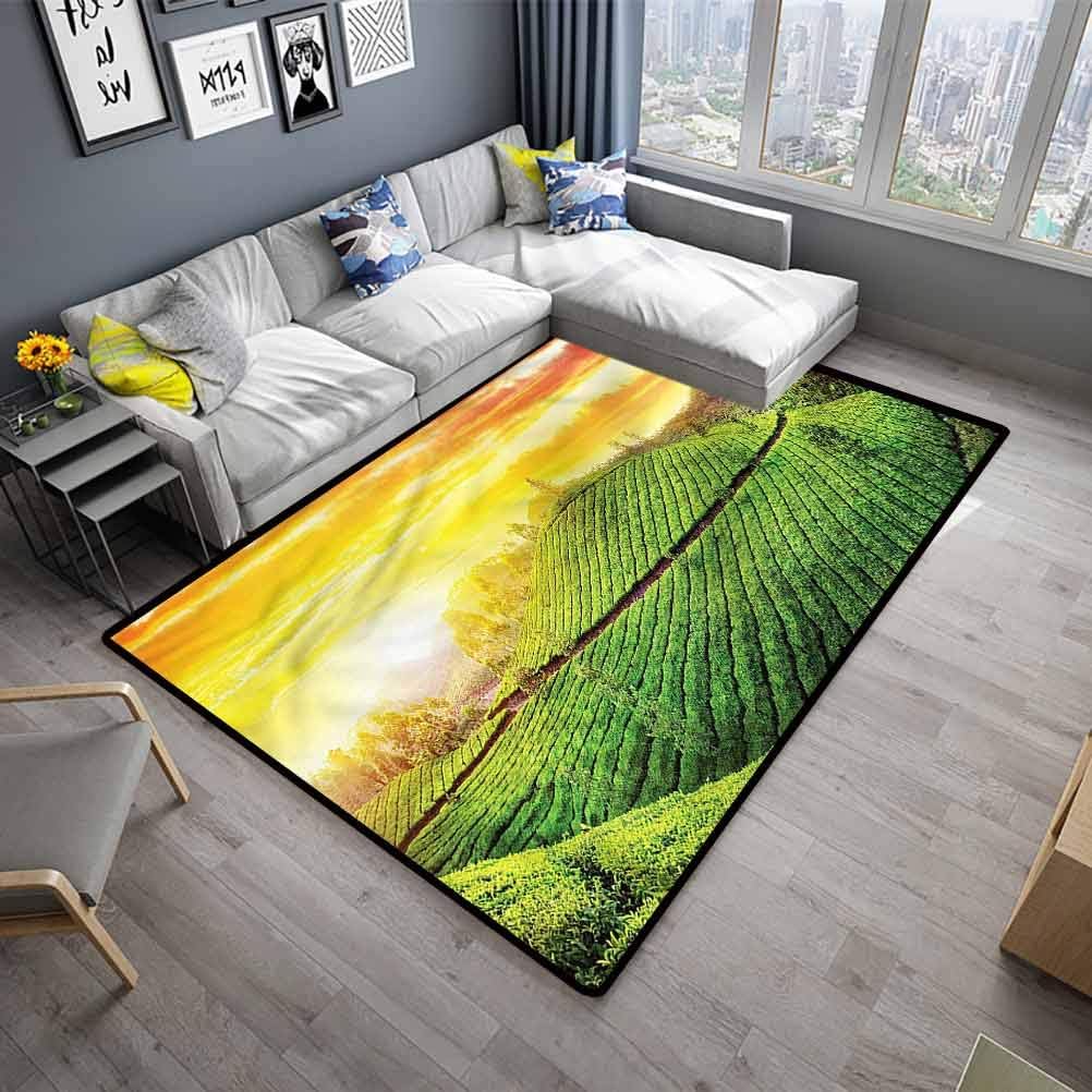 Non Slip Carpet Country Rectangle Carpet Tea Fields Sunset Valley (4'7"x5'2")