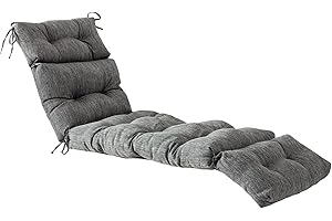 QILLOWAY Indoor/Outdoor Chaise Lounge Cushion,Spring/Summer Seasonal Replacement Cushions. (Charcoal Black/Grey)