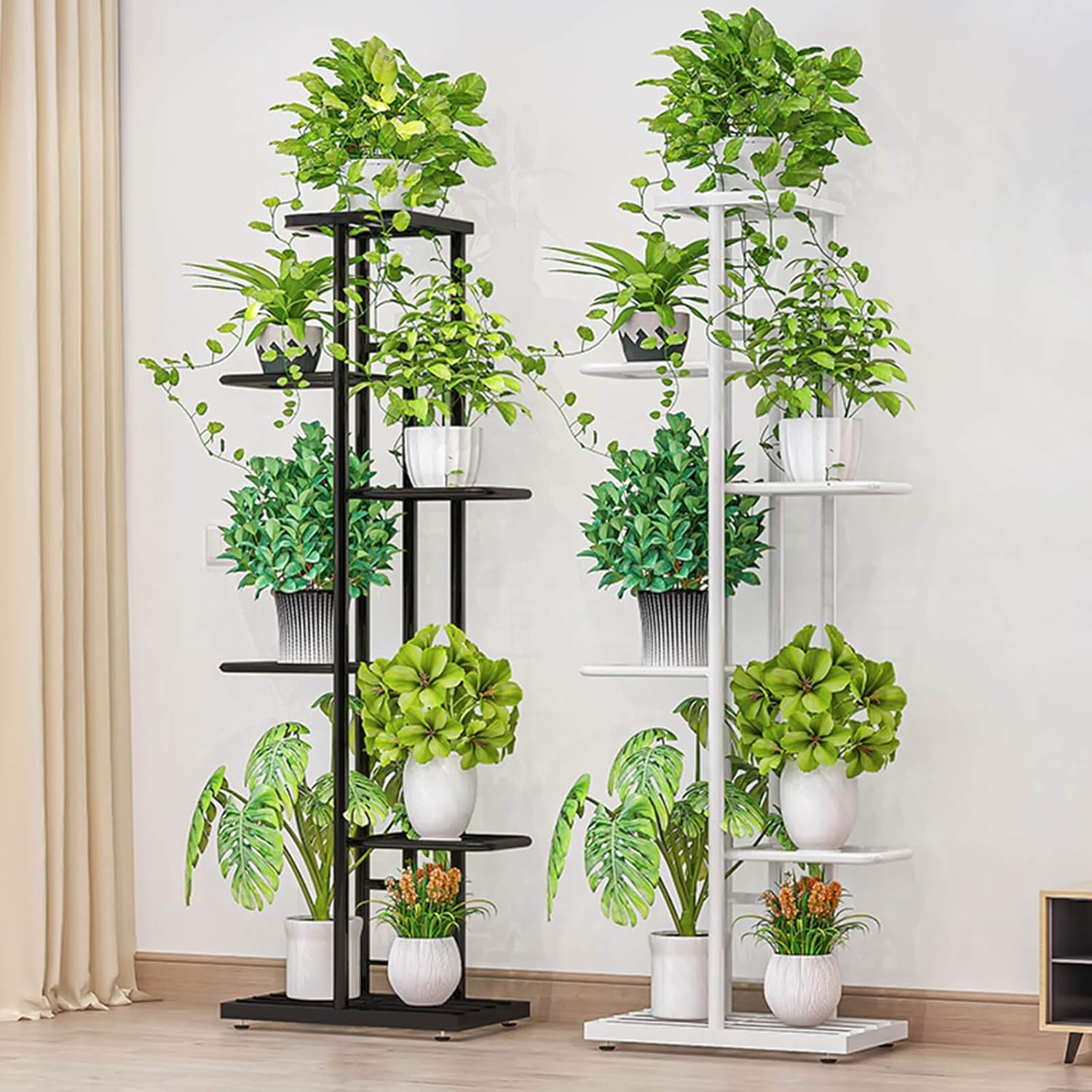 Indoor Tall Metal Plant Stand - Multi Tiered 8 Tier 9 Potted Multi-Tiered Iron Narrow Flower Stand Rack Shlelf for Corner Patio Enterway Living Room Balcony Court Garden (Grey) : Garden & Outdoor