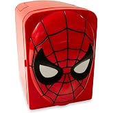 Marvel Comics Spider-Man 4-Liter Mini Fridge Thermoelectric Cooler With Light-Up Eyes | Holds 6 Cans | Small Refrigerator Drink Cooler for Soda, Beer, Skincare