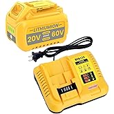 9.0Ah Replacement for Dewalt 20V 60V Battery and Charger Flexvolt 60V Max Compatible with DCB112 DCB609 DCB606 DCB612 DCB200 DCB201 DCB203 DCB204 DCB206 DCB207 DCB209 Home Improvement Outside Work