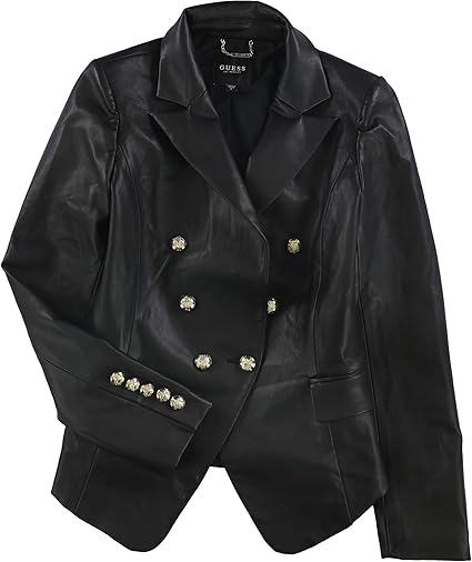 double breasted faux leather jacket