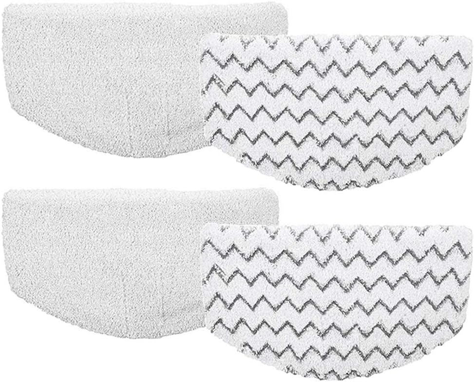 Turbokey 4Pcs Replacement Steam Mop Pads Microfiber Replacement Duster Pads for Bissell Powerfresh 1440 Series 1540 Series 1806 Series 1940 Series 2075A (Zigzags & White)