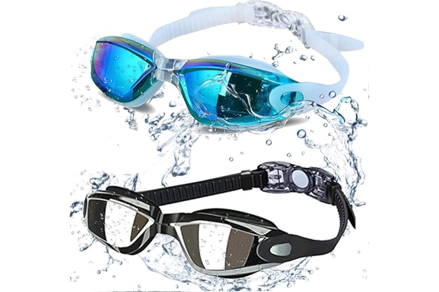 ALLPAIPAI Swim Goggles - Swimming Goggles,Pack of 2 Professional Anti Fog No Leaking UV Protection Wide View for Women Men Adult Youth Kids