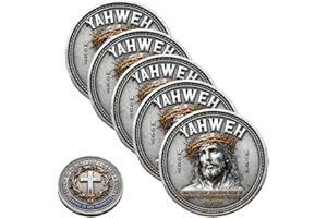 GENERIC Yahweh – The True Light Faith Commemorative Coin, Christian Challenge Coin with Crown of Thorns, Living in His Promises Cross Bible Verse Token, Religious Gift for Men Women (5pcs)