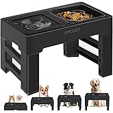 URPOWER 2-in-1 Elevated Slow Feeder Dog Bowls with No-Spill Water Bowl, 4 Height-Adjustable Raised Dog Bowls, Non-Slip Food and Water Bowls with Stand for Small, Medium, Large Dogs, Cats and Pets