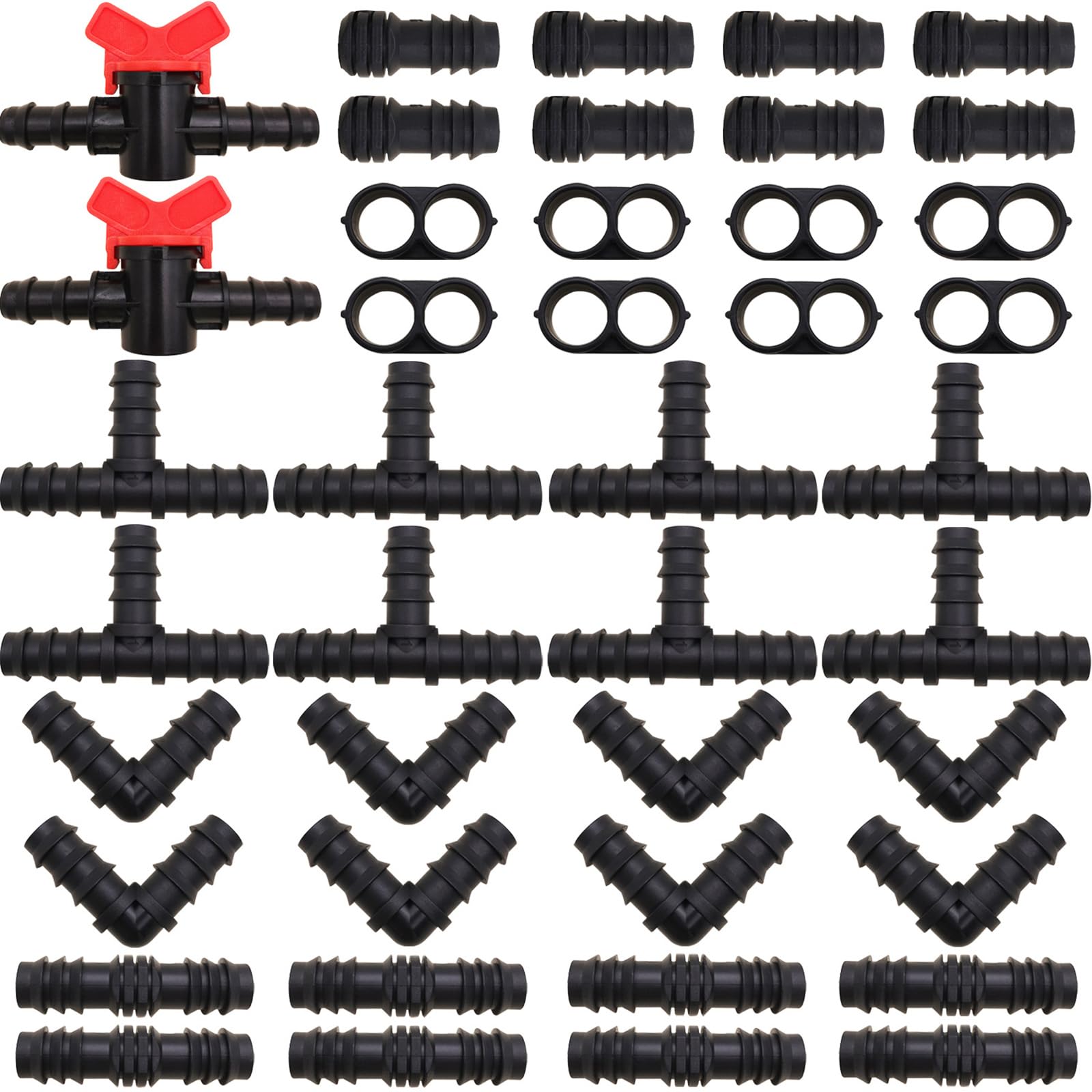 CTRICALVER Drip Irrigation Connector Kit, Irrigation Hose Connectors 16 mm, for Drip Sprinkler Systems, Garden Irrigation Systems, Patio, Lawn or Flower Bed (42 Piece Set)