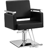 BarberPub Salon Chair, 360&deg; Swivel Hydraulic Styling Chair 8808(Black) | Classic Design, Adjustable Height, 330 lbs Capacity, Self-Locking Hydraulic Pump, For Barbershop&amp;Home Salon
