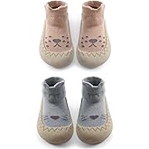 BEHELE Baby Toddler Non-skid Sock Shoes Non Slip Floor Slipper for Boys Girls First Walking 2 Pairs