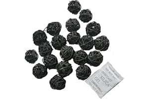 Ougual 20pcs Wicker Rattan Balls Table Wedding Party Christmas Decoration (Diameter 1.2 Inch, Black)