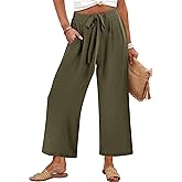 Caracilia Womens Wide Leg Palazzo Pants Cropped High Waisted 2026 Summer Casual Loose Lounge Flowy Travel Work Trousers